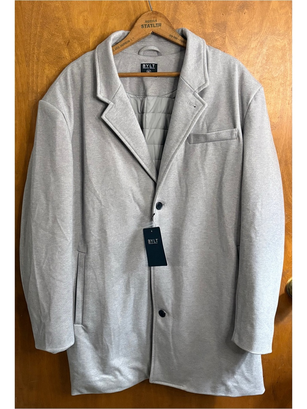 BYLT Coastal Overcoat Heather Gray Coat NWT XXL Quilted Minimalist Office Preppy